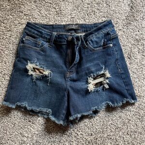 Judy Blue Dark Blue Distressed Jean Shorts